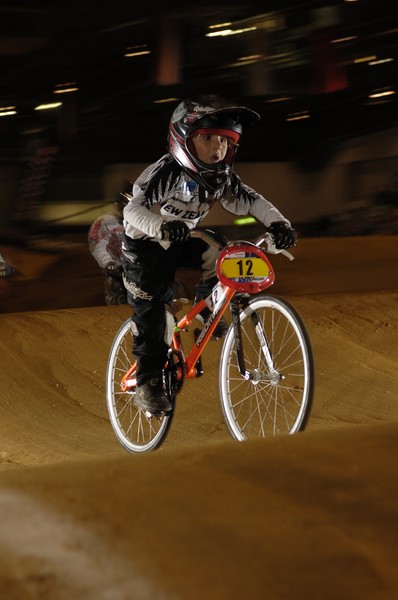 Rico Bearman on his way to victory in the 5-6 age group at the UCI BMX World Championship in Adelaide yesterday